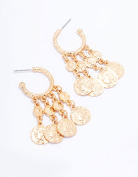 Gold Coin Fringe Hoop Earrings - link has visual effect only
