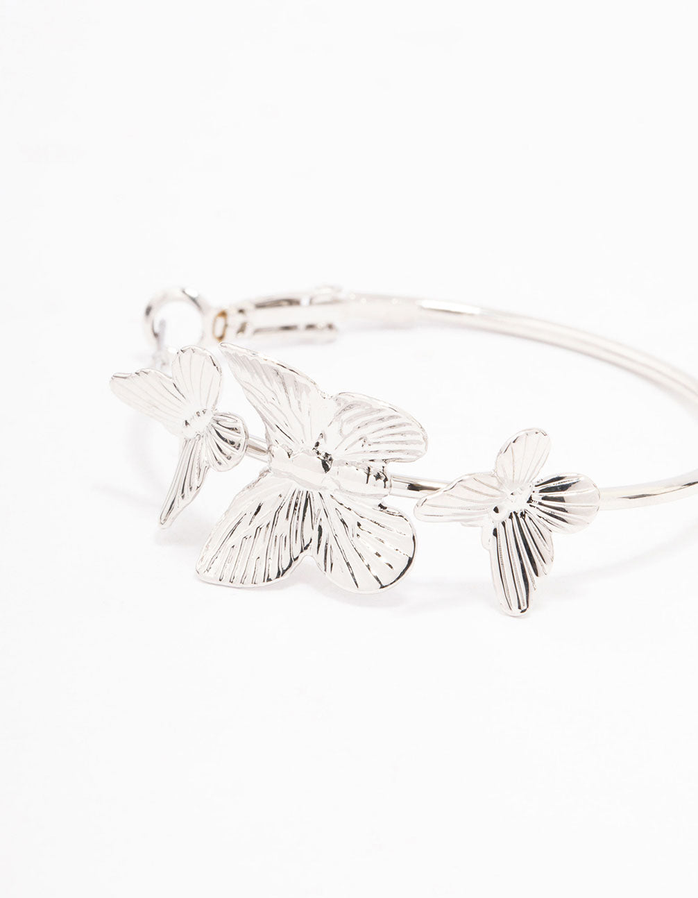 Silver Fine Butterfly Hoop Earrings