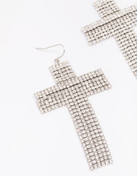 Silver Flowing Cross Drop Earrings - link has visual effect only