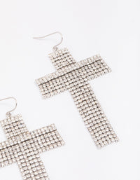 Silver Flowing Cross Drop Earrings - link has visual effect only