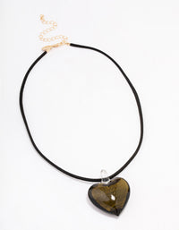 Gold Puffy Love Heart Cord Pendant Necklace - link has visual effect only