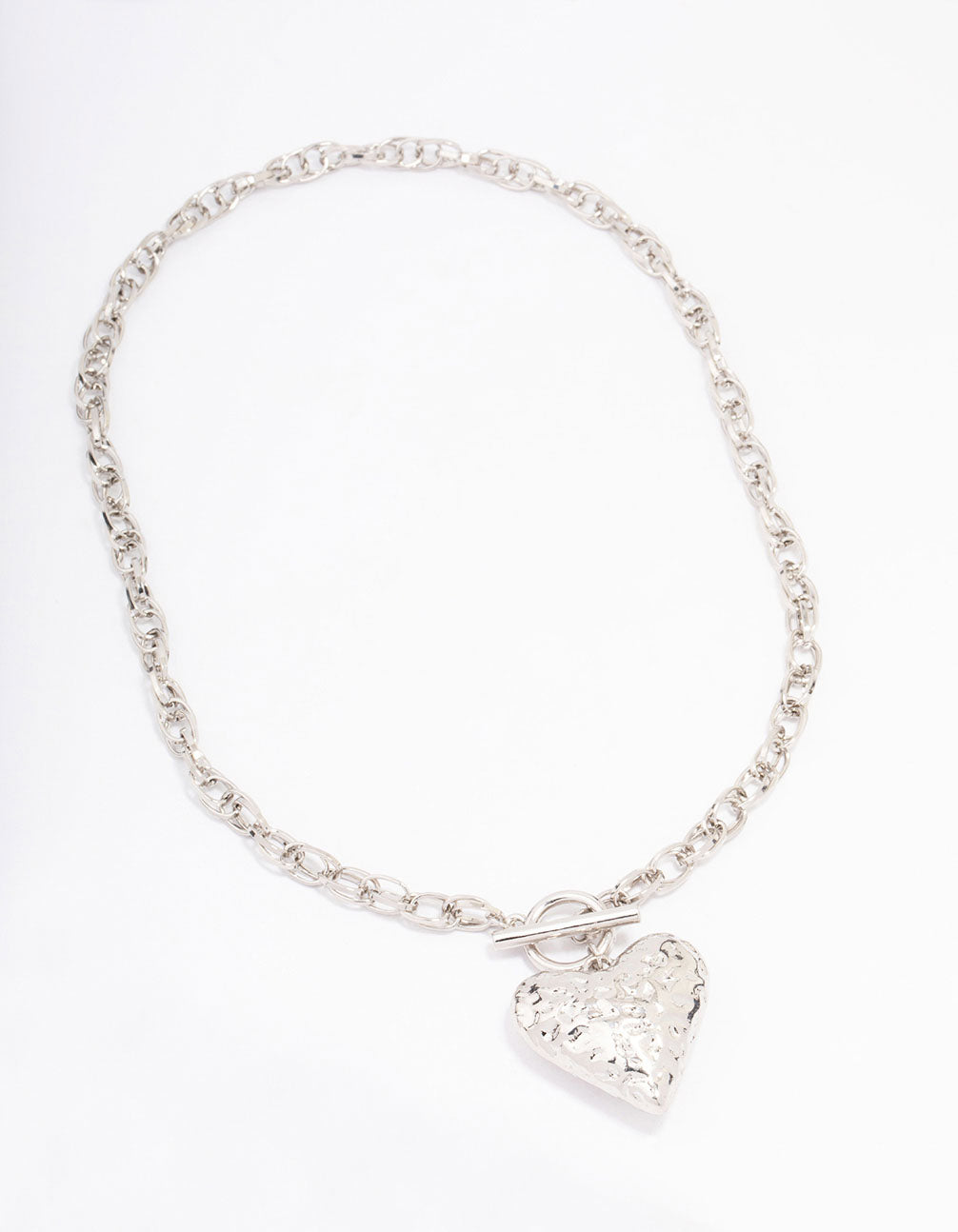 Silver Filigree Puffy Heart Necklace