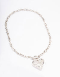 Silver Filigree Puffy Heart Necklace - link has visual effect only