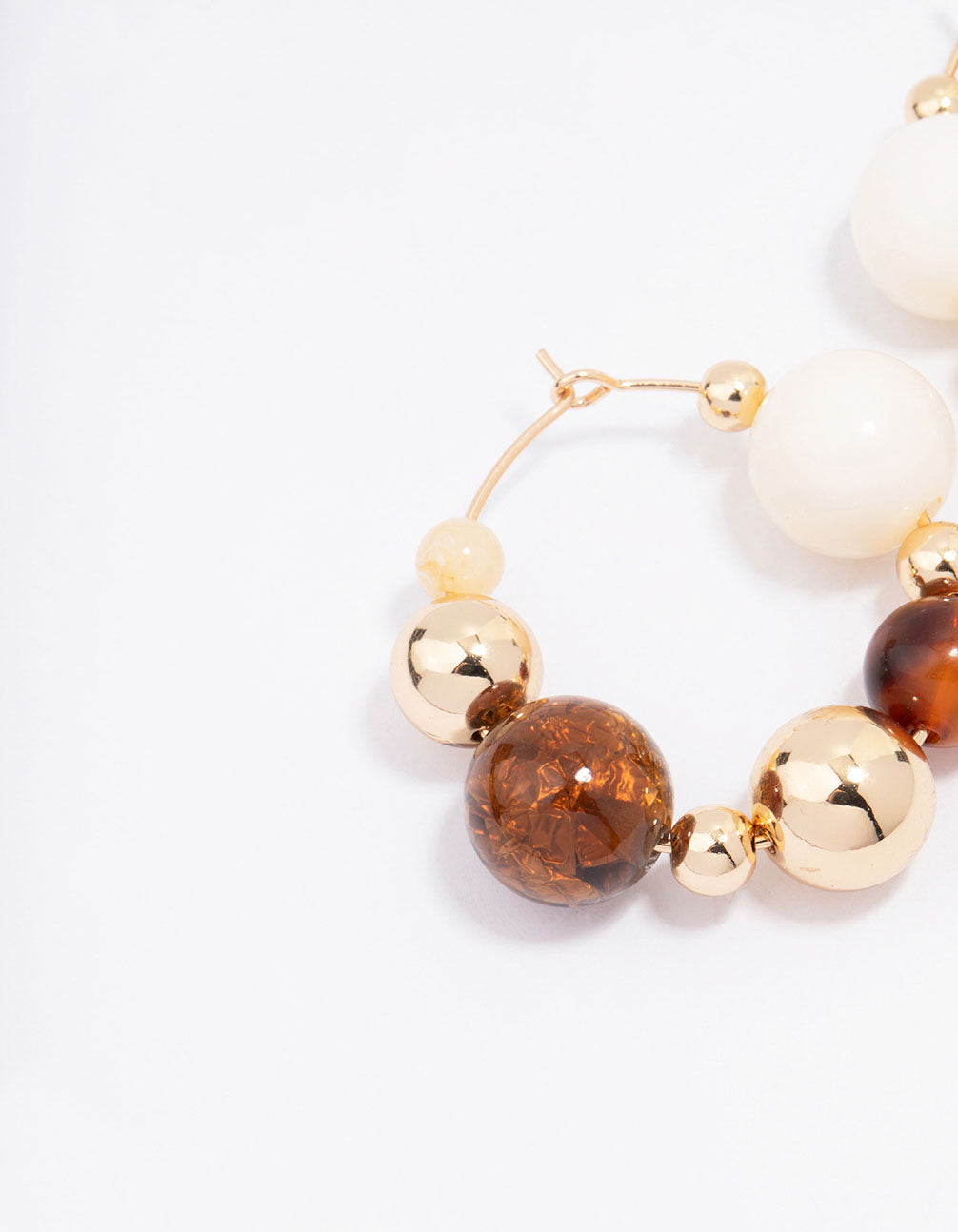 Gold Chunky Neutral Beaded Hoop Earrings