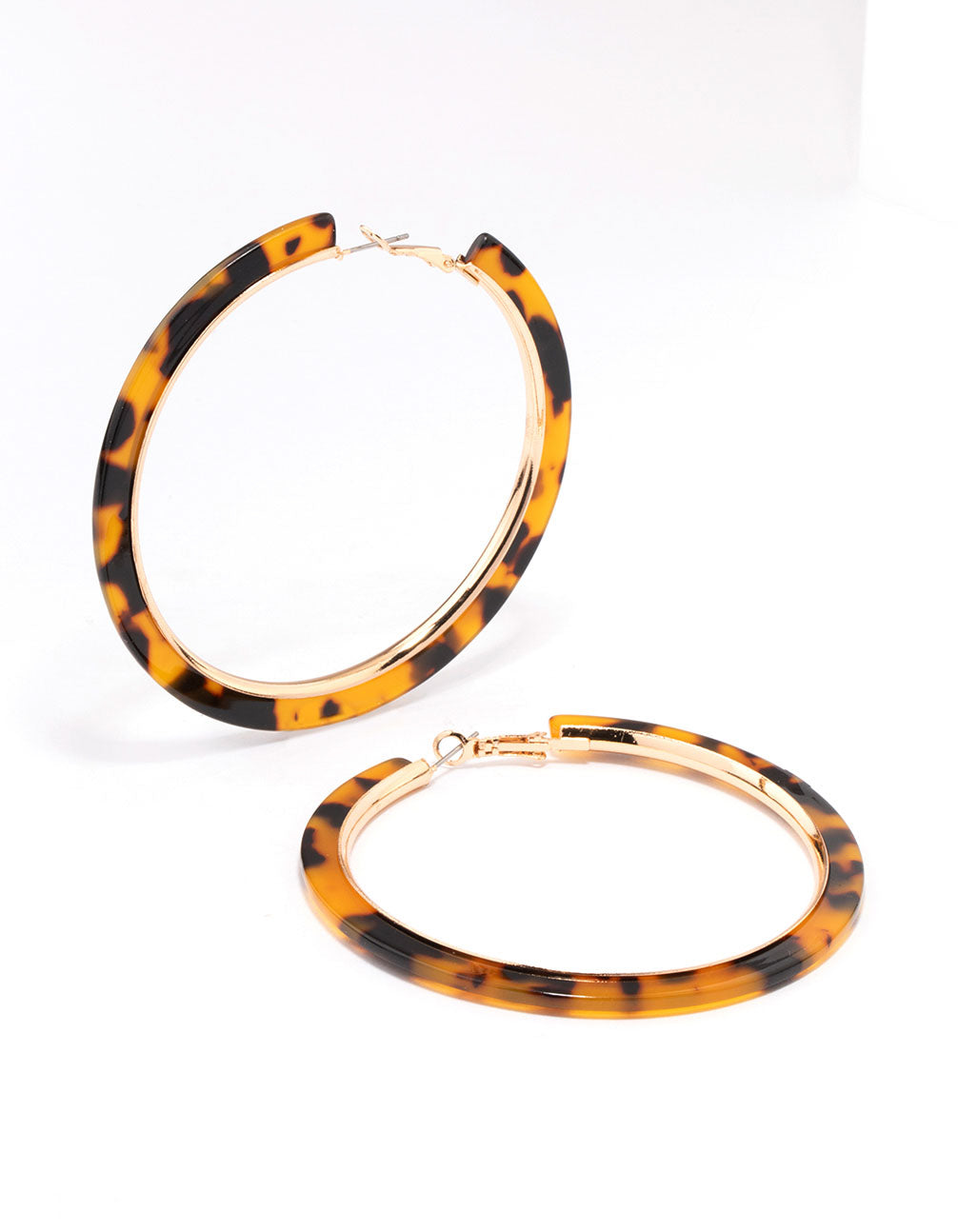 Gold Tortoiseshell Large Hoop Earrings