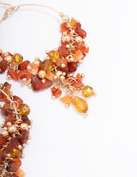 Gold Amber Beaded Circle Drop Earrings - link has visual effect only