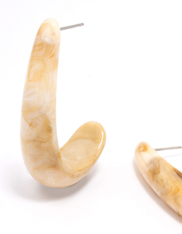 Gold Acrylic Long Teardrop Hoop Earrings