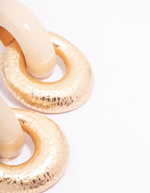 Gold Hammered Interlocking Statement Stud Earrings