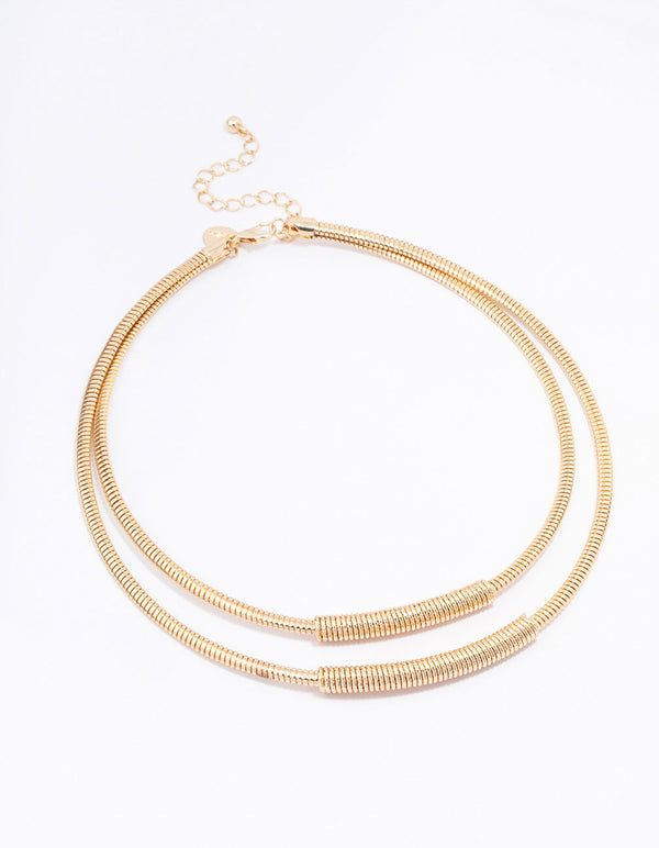 Gold Snake Chain Duo Layered Necklace