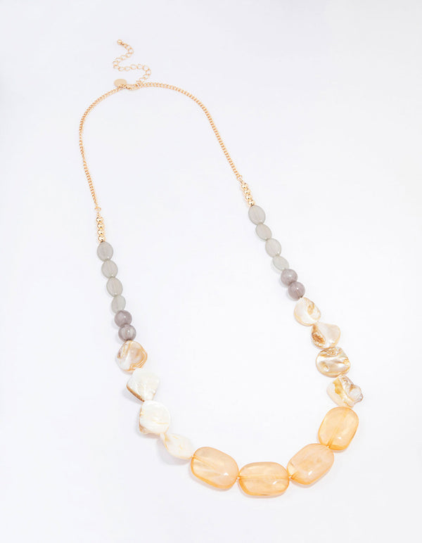 Gold Marble Beaded Statement Necklace