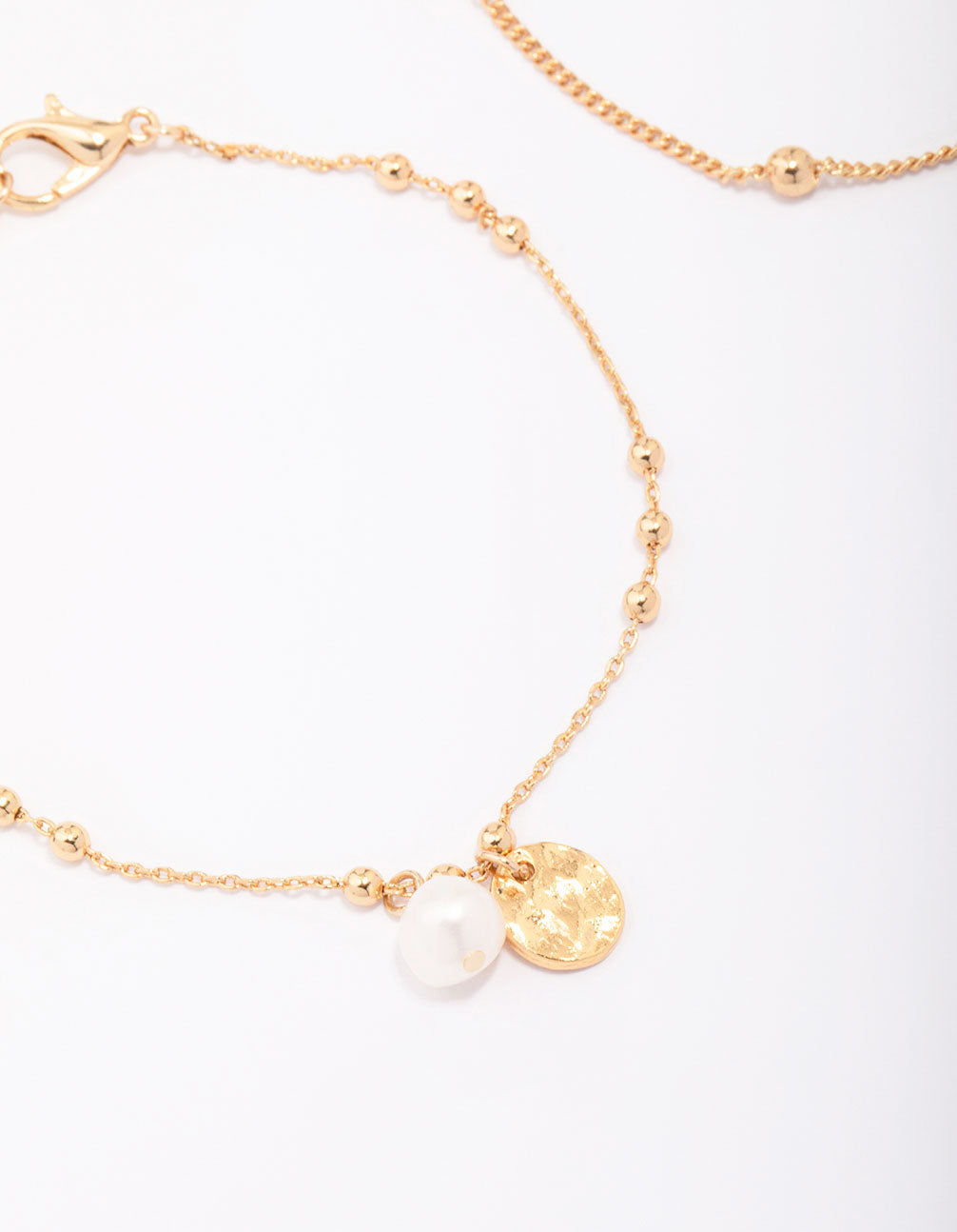 Gold Plated Station Ball & Freshwater Pearl Bracelets 2-Pack