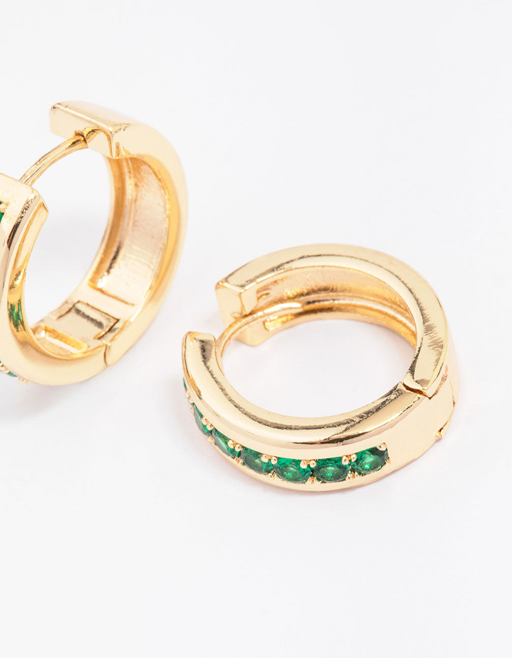 Gold Plated Cubic Zirconia Encased Huggie Earrings