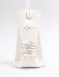 Silver Plated Cubic Zirconia Mixed Leaf Ring 5-Pack - link has visual effect only