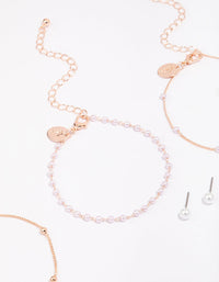 Rose Gold Ball & Pearl Jewellery Set - link has visual effect only