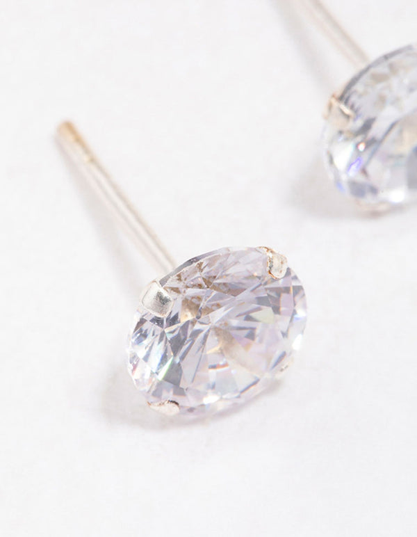 Sterling Silver Round Cubic Zirconia Stud Earrings