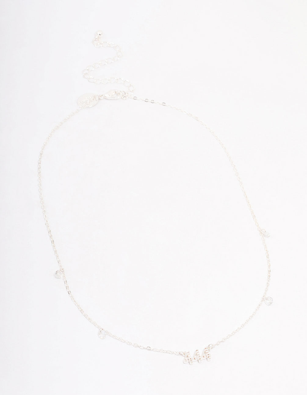 Silver Plated 444 Angel Number Cubic Zirconia Chain Necklace