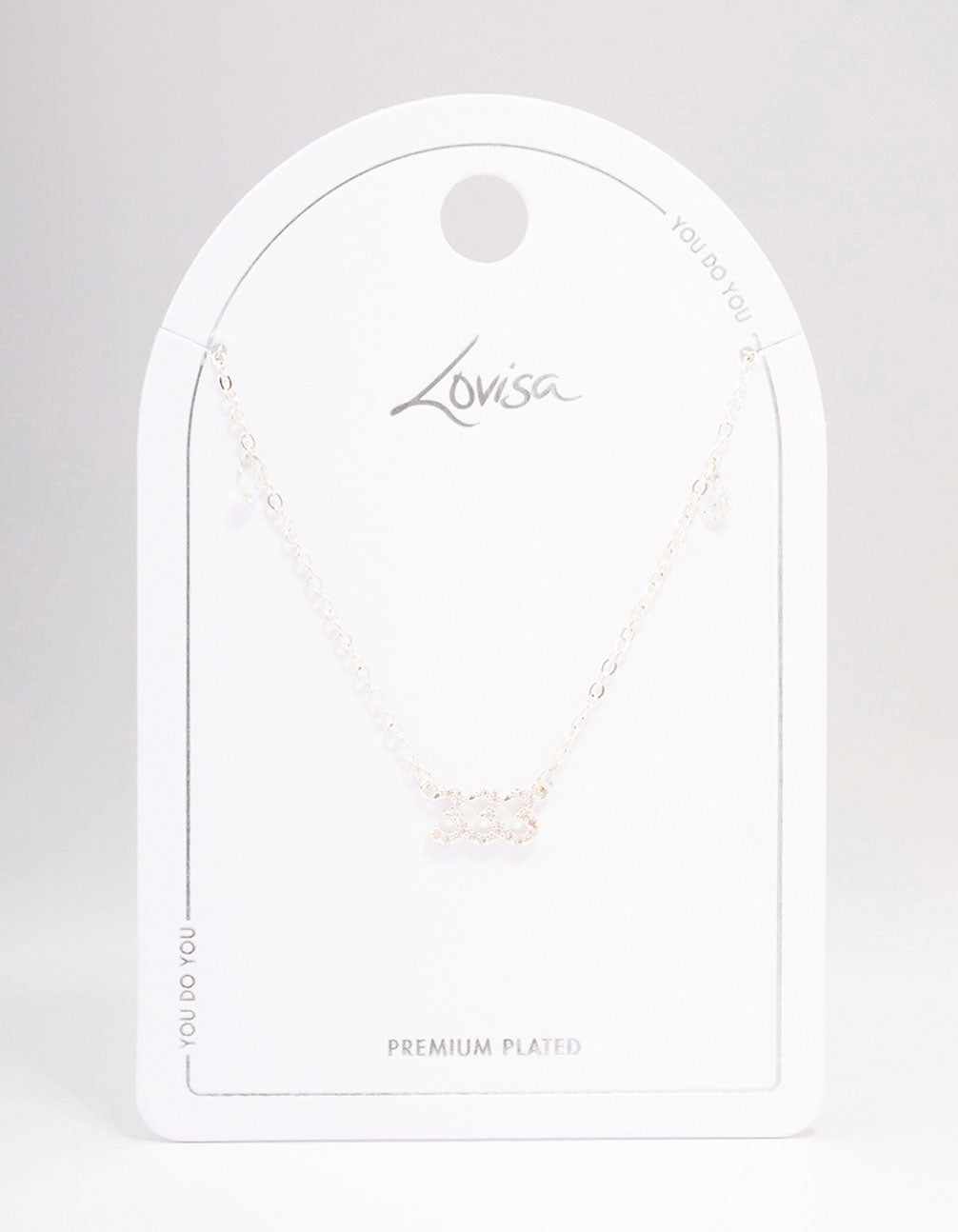 Silver Plated 333 Angel Number Cubic Zirconia Chain Necklace