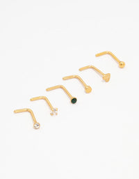 Gold Plated Surgical Steel Heart Diamante Nose 6-Pack - link has visual effect only