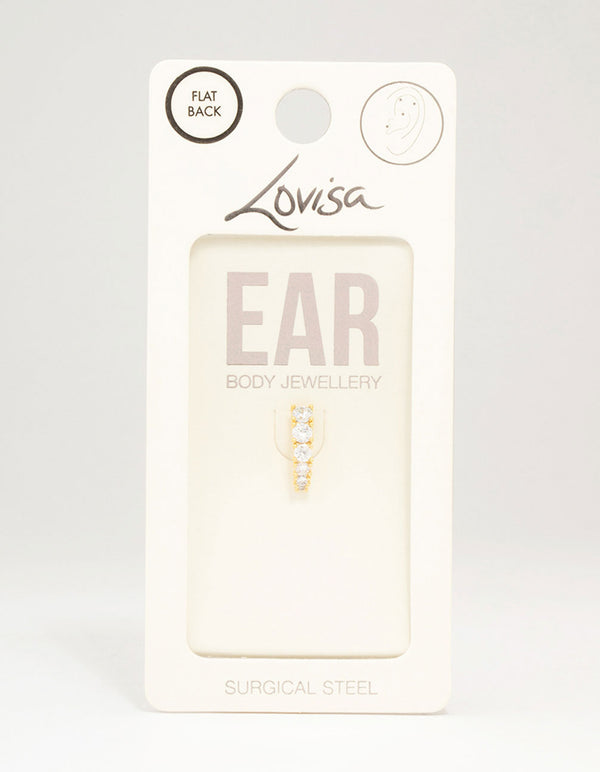 Gold Plated Surgical Steel Cubic Zirconia Flat Back