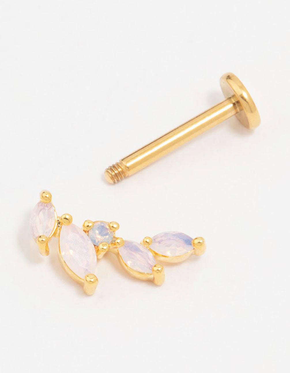 Gold Plated Surgical Steel Marquise Crawler Flat Back