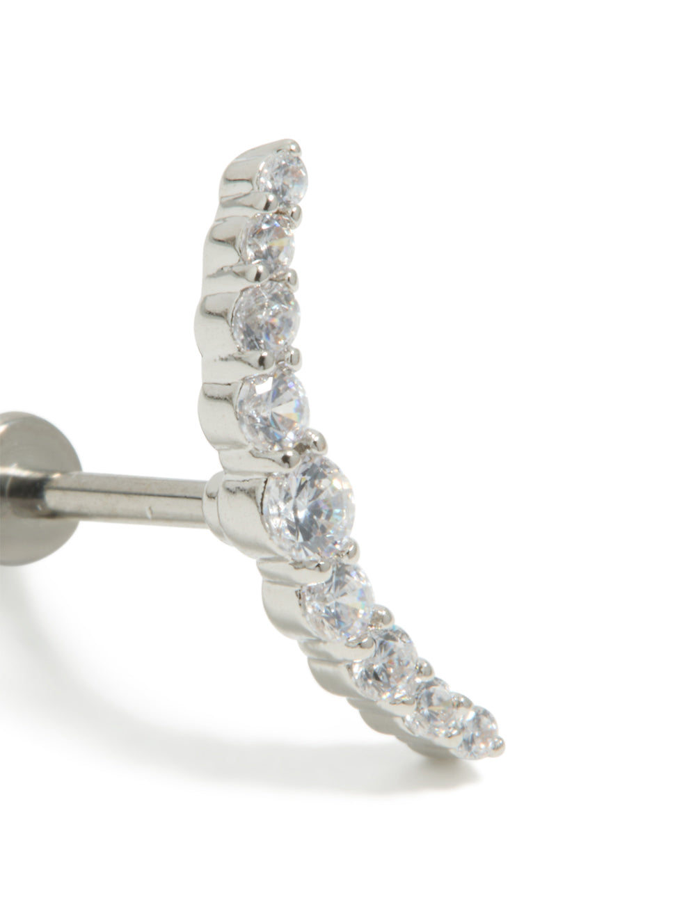 Titanium Cubic Zirconia Crawler Single Flat Back