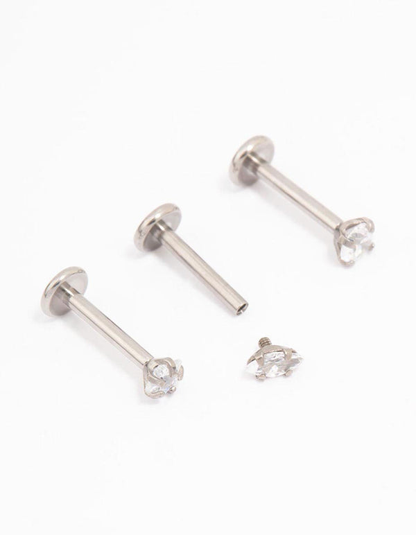 Titanium Cubic Zirconia Marquise Flat Back 3-Pack