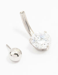 Surgical Steel Round Cubic Zirconia Mini Belly Piercing - link has visual effect only