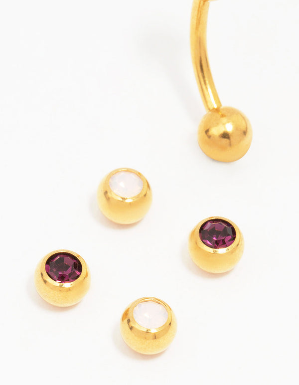 Gold Plated Surgical Steel Classic Interchangeable Belly Piercing Pack