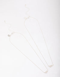 Silver Plated Cubic Zirconia Interlinked Heart Necklace Pack - link has visual effect only