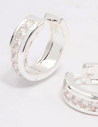 Silver Plated Cubic Zirconia Encased Huggie Hoops - link has visual effect only