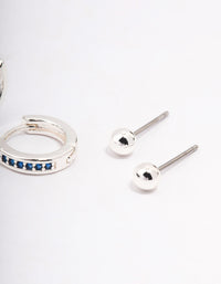 Silver Plated Cubic Zirconia Marquise Stud & Huggie Earring 3-Pack - link has visual effect only