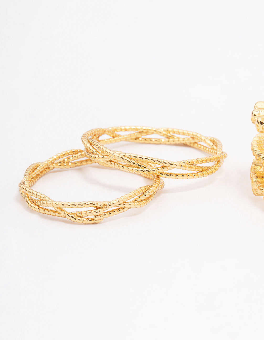 Gold Plated Trio Stone Woven Ring Pack