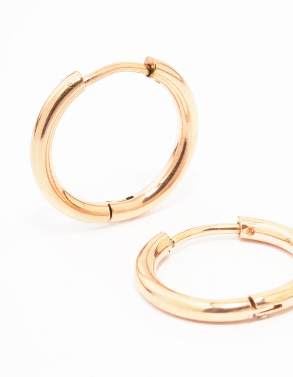 Rose Gold Plated Surgical Steel Thin Hoop Earrings 12mm