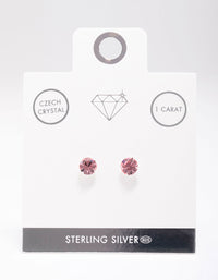 Sterling Silver Pink Czech Crystal Stud Earrings - link has visual effect only