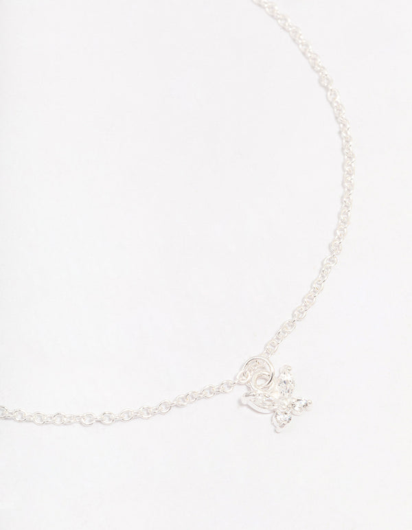 Sterling Silver Cubic Zirconia Mini Butterfly Bracelet
