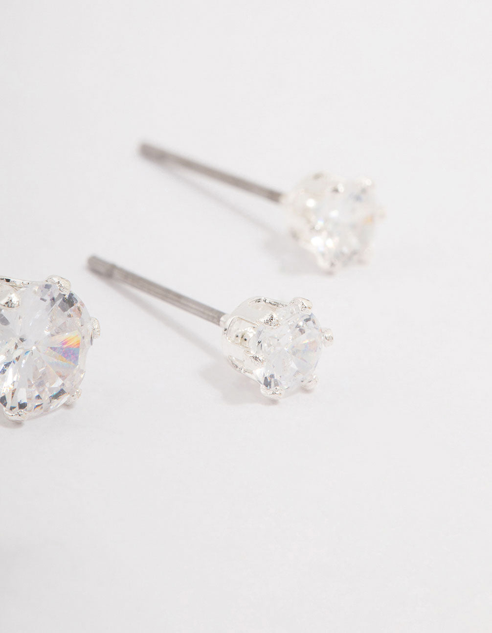 Silver Hexagon Diamante Stud Earring Pack