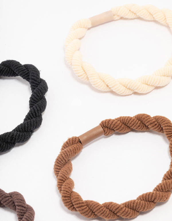 Neutral Fabric Detailed Hair Tie 5-Pack