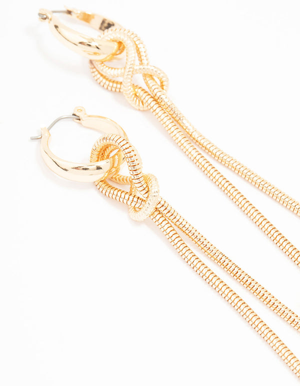 Gold Knotted Chain Drop Earrings
