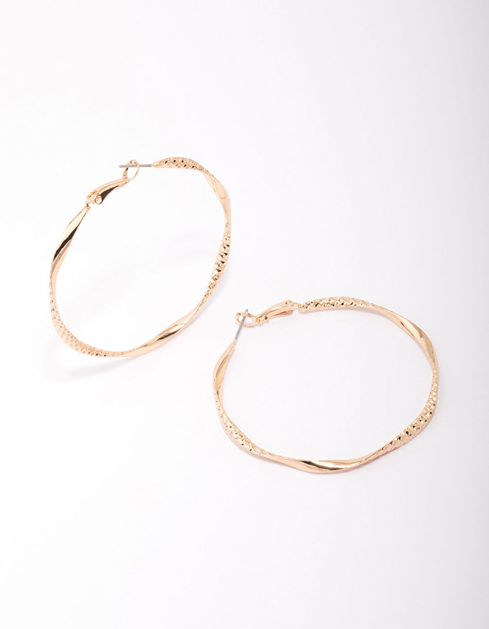 Gold Twisted Textured Hoop Earrings