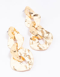 Gold Textured Chain Link Drop Earrings - link has visual effect only
