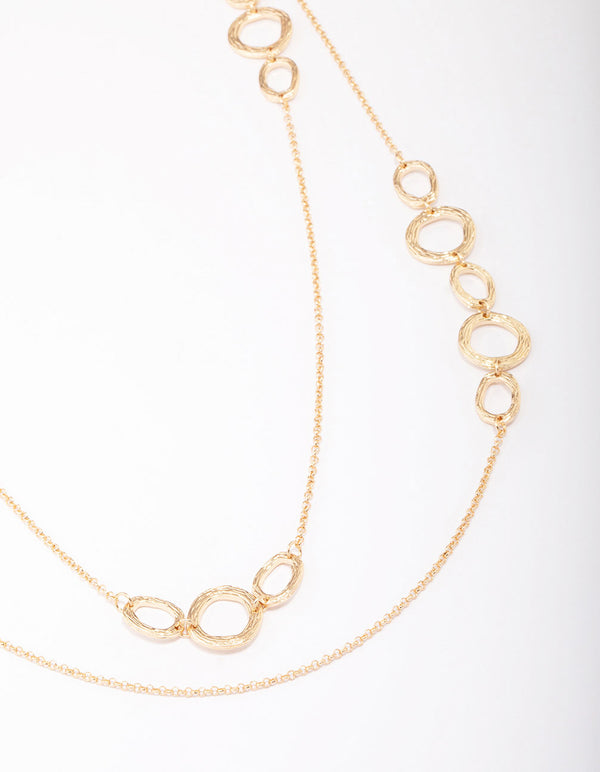 Gold Molten Oval Stone Necklace
