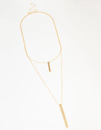 Gold Double Row Long Bar Necklace - link has visual effect only