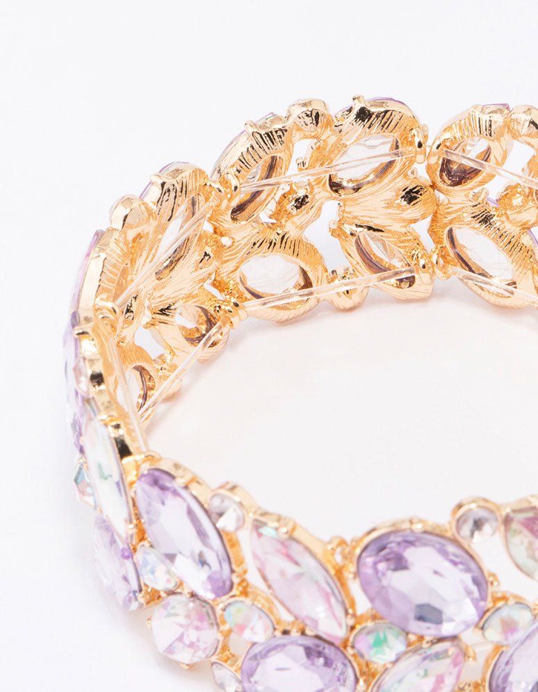 Gold Lilac Cluster Stone Medium Bracelet