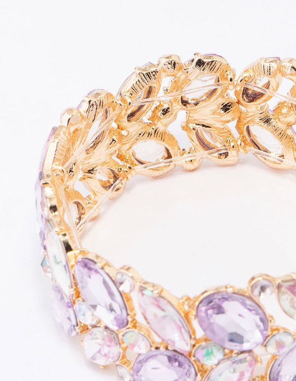 Gold Lilac Cluster Stone Medium Bracelet