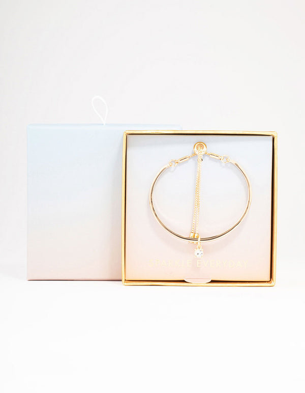 Gold Solitaire Crystal Toggle Bracelet