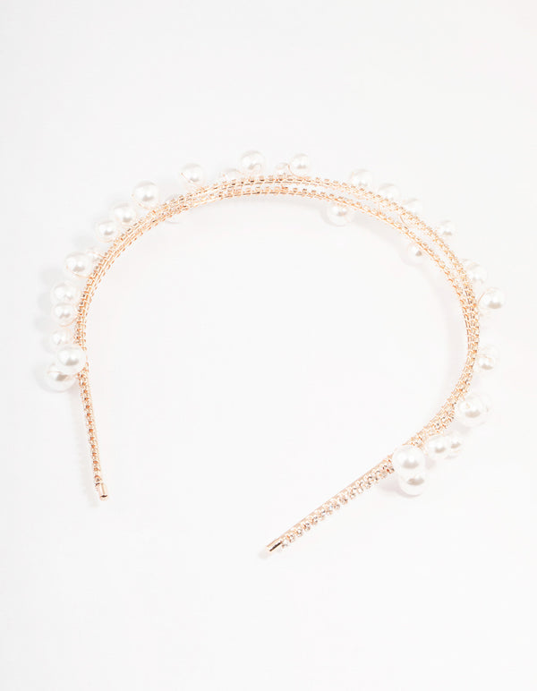 Rose Gold Scattered Pearl Headband
