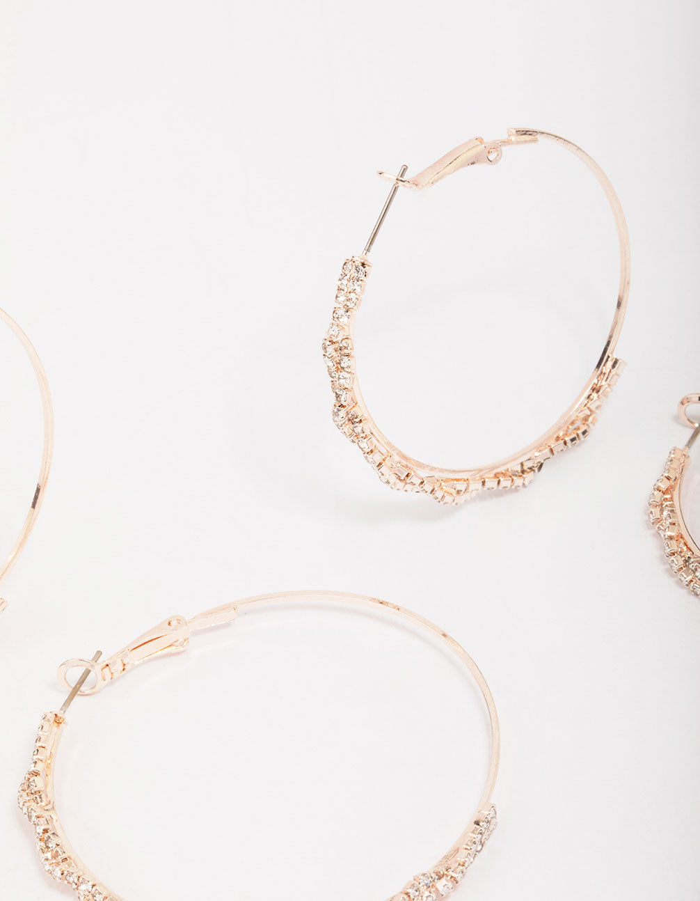Rose Gold Diamante Oval Earring Pack