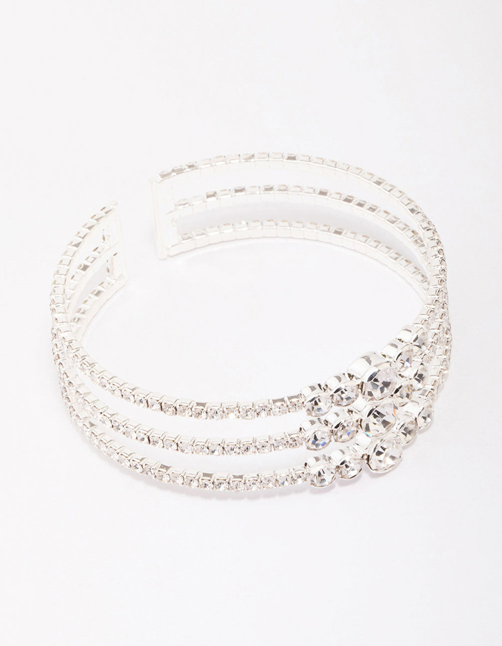 Silver Diamante Open Wrist Cuff