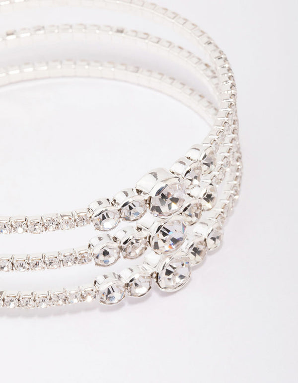 Silver Diamante Open Wrist Cuff