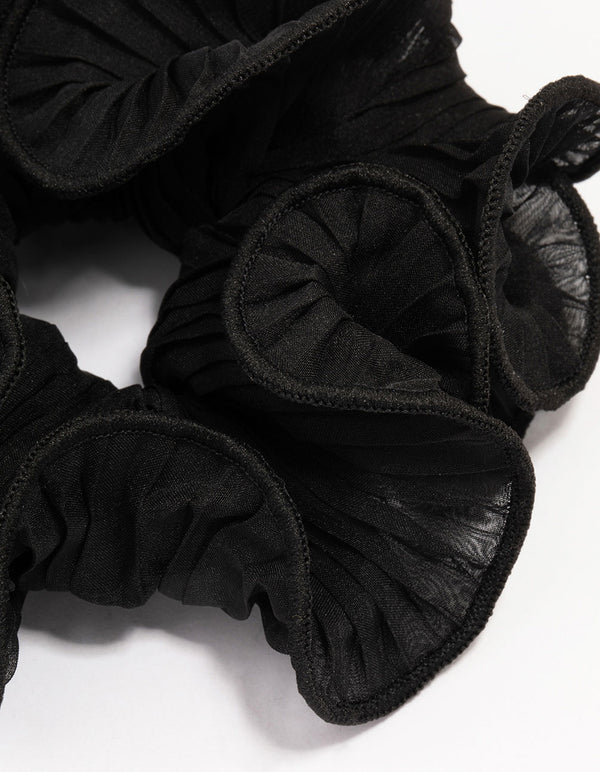 Black Crinkle Fabric Statement Scrunchie